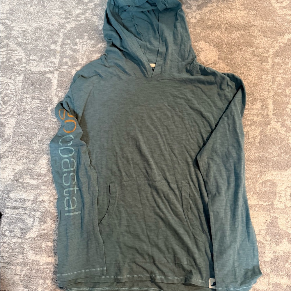 Teal Hooded Long Sleeve Shirt